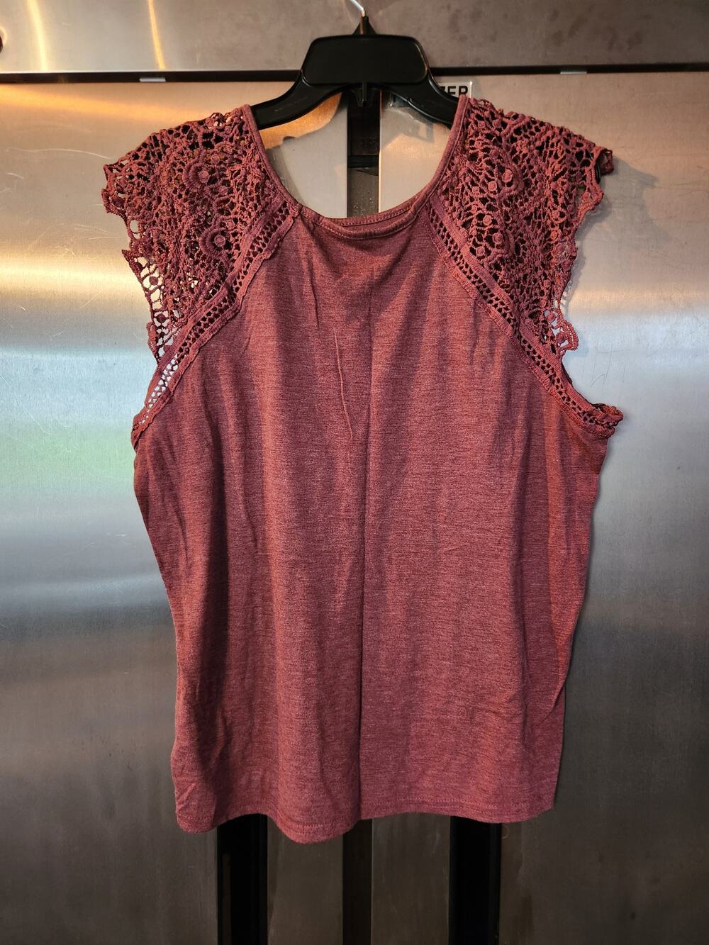Shein Curve Crochet Sleeve Top Women's Plus Size 2XL Mauve